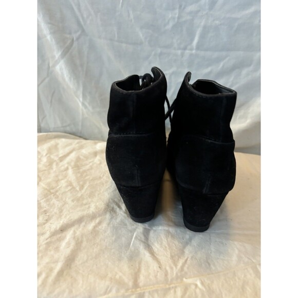 Madden Girl Black Wedge Booties Size 9.5 Tie Up Black Suede - Picture 2 of 6
